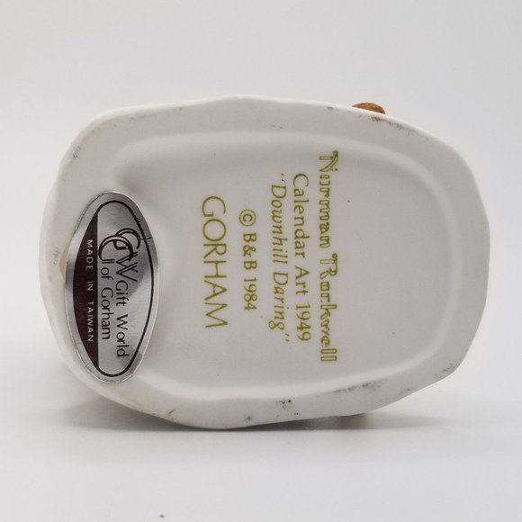 Norman Rockwell Figurine Downhill Daring Sledding 1984 Gorham Calendar Art - Picture 7 of 10